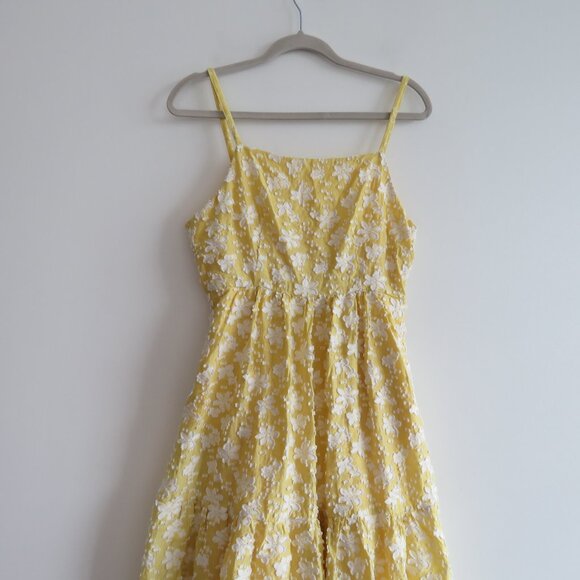ANTHROPOLOGIE MAEVE Rhonda Textured Midi Dress in Yellow Floral Boho Size US 6 - Picture 3 of 15